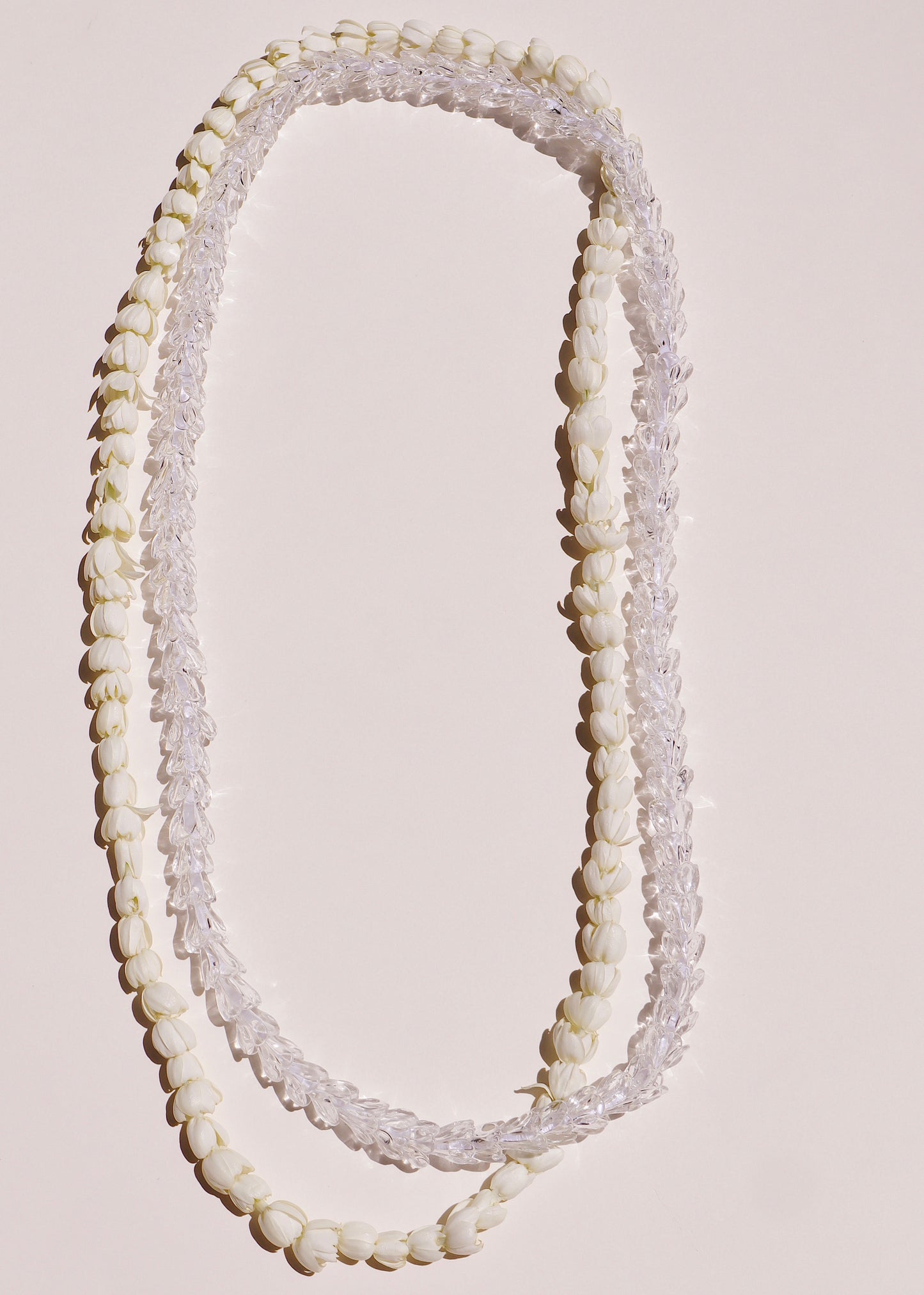 Full Glass Forever Lei Strand in Clear Pikake