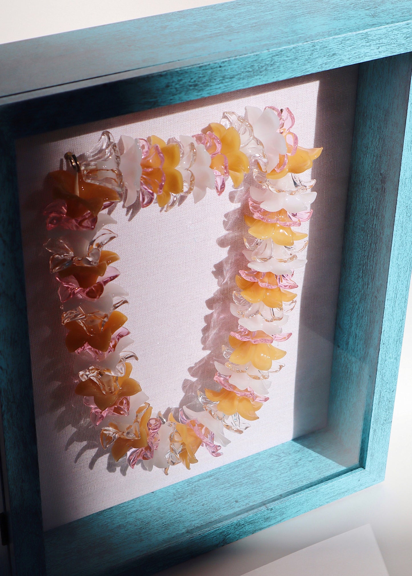 Mixed Glass Pua Melia Plumeria 11” x 14" Shadowbox