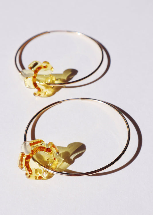 Large Puakenikeni Flower Hoop Earrings