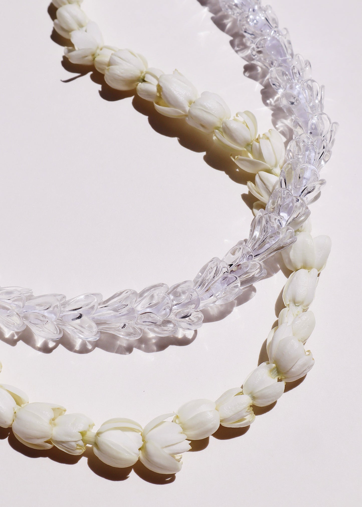 Full Glass Forever Lei Strand in Clear Pikake