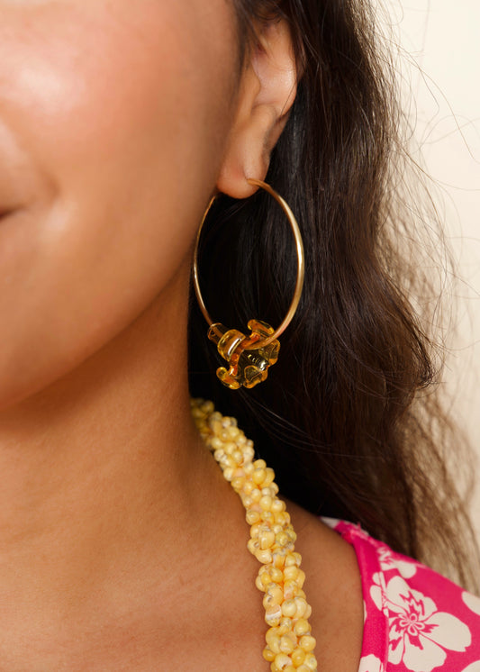 Large Puakenikeni Flower Hoop Earrings