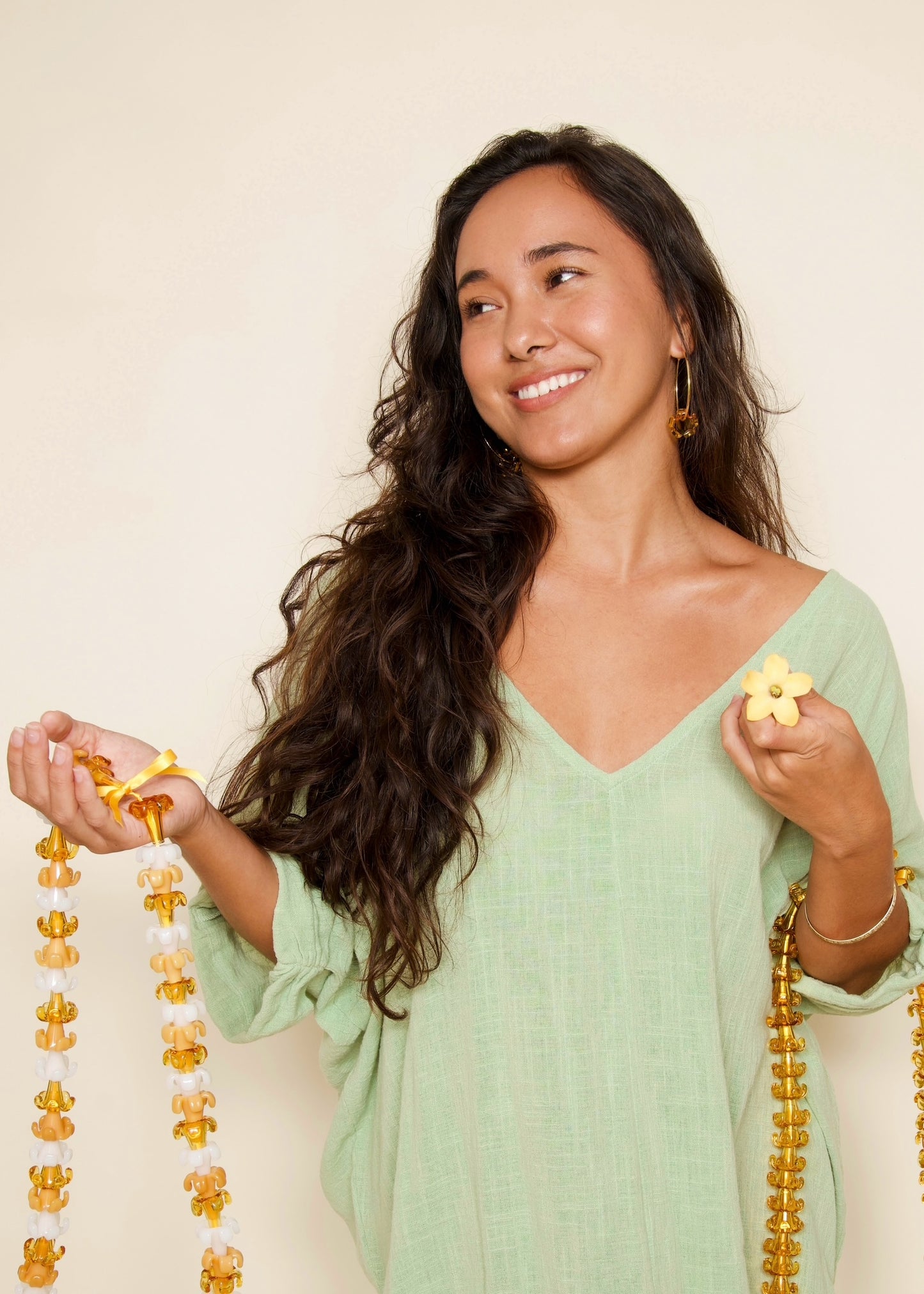 Large Puakenikeni Flower Hoop Earrings