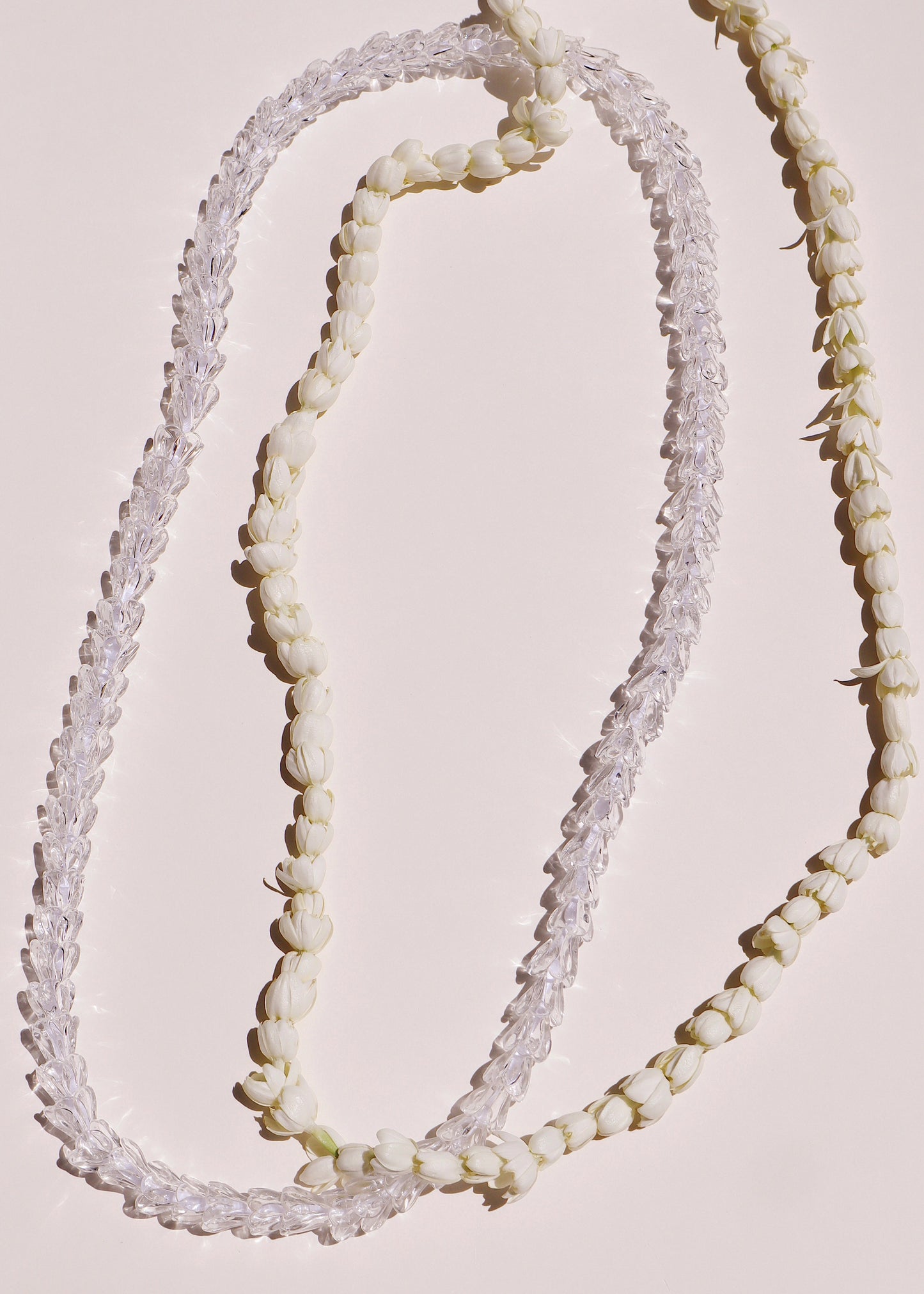 Full Glass Forever Lei Strand in Clear Pikake