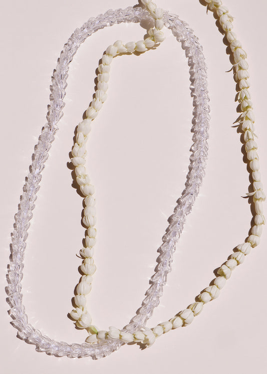 Full Glass Forever Lei Strand in Clear Pikake