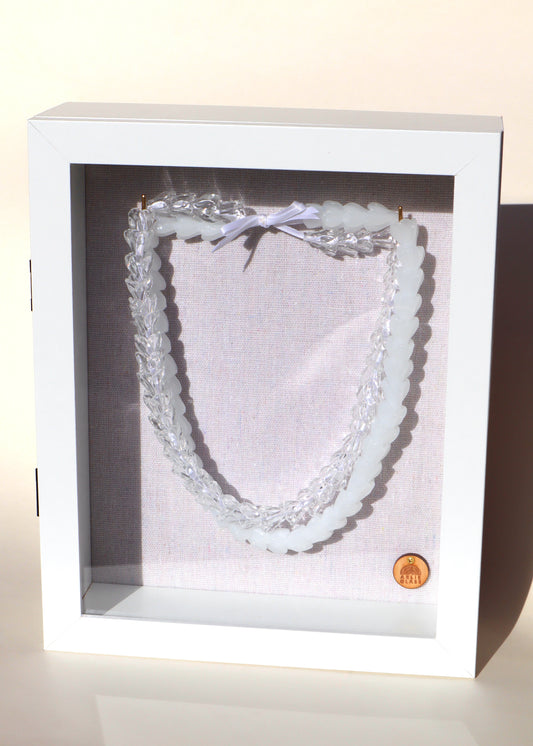 Double Pikake Glass Lei in 8" x 10" Shadowbox