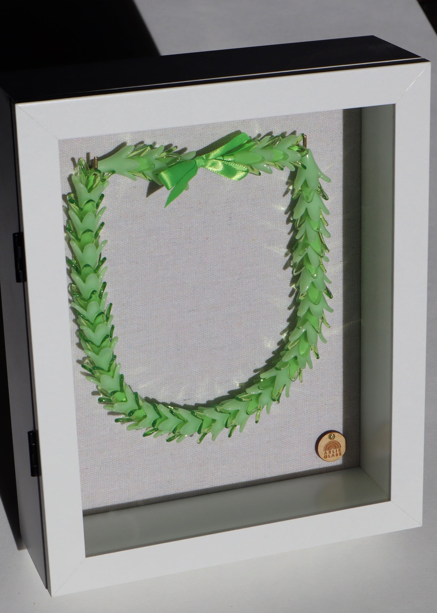 Pakalana Glass Lei in Shadowbox